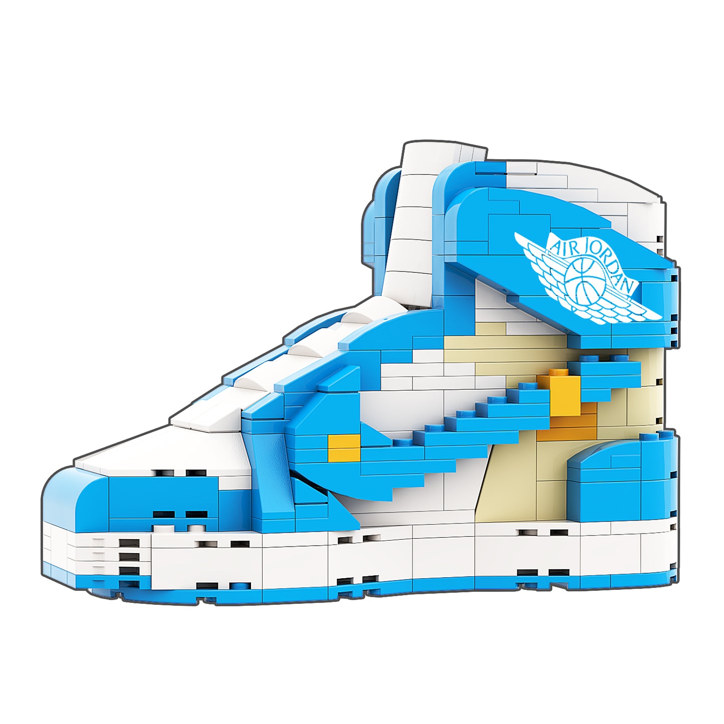 DopestArt. JORDAN 1 HIGH OW UNIVERSITY BLUE Sneaker Bricks