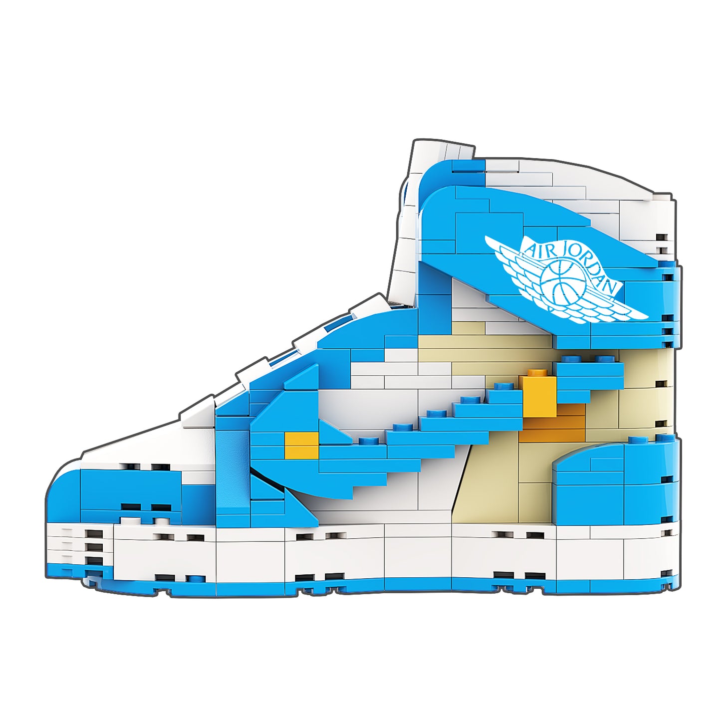 DopestArt. JORDAN 1 HIGH OW UNIVERSITY BLUE Sneaker Bricks